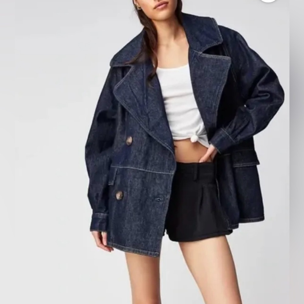 NWOT Free people denim car coat